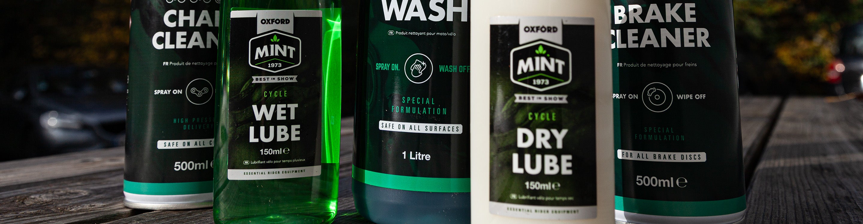 Gamme de produits d'entretien et de nettoyage vélo Oxford MINT