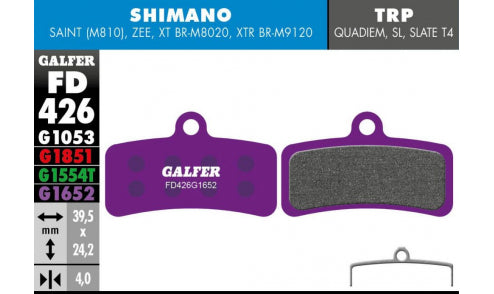 Pastillas Galfer E-Bike - Para Shimano Saint / Zee / XT 4 pistones