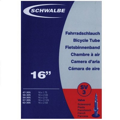 Cámara de aire Schwalbe 16x1.75-2.50 - Presta - Schrader