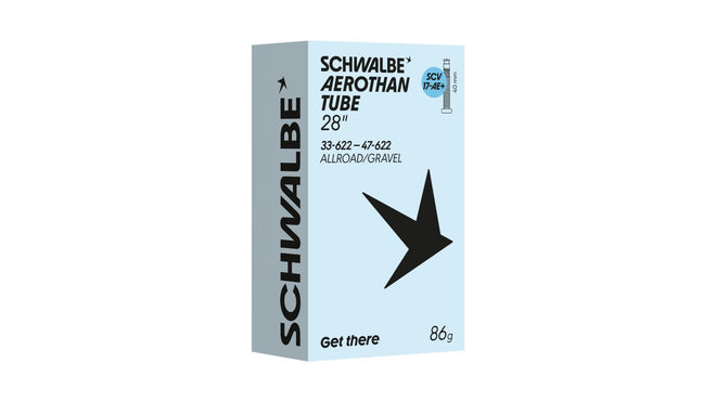 Chambre a air Schwalbe Aerothan 700 pour velo gravel et allroad, ultra legere et performante, poids 86g