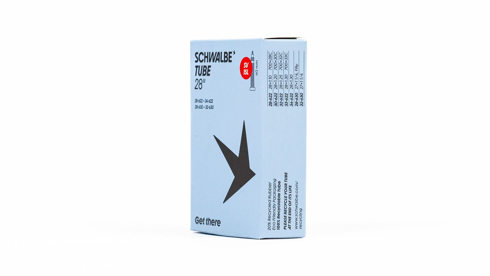 Emballage chambre a air Schwalbe 700 29 pouces avec valve SV 40 mm eco-responsable et recyclable
