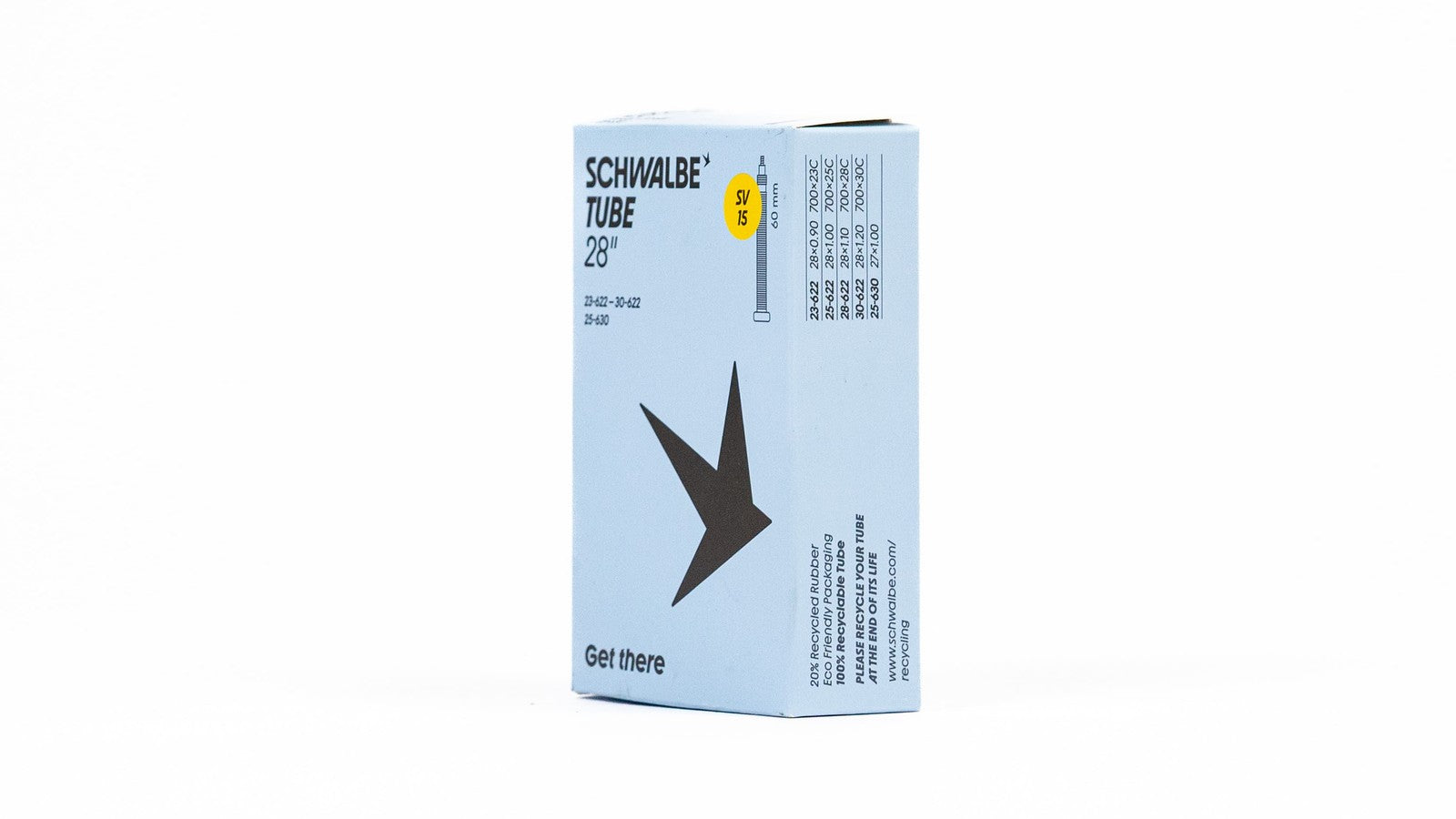Emballage chambre a air Schwalbe 700 29 pouces valve SV 60 mm eco-responsable et recyclable