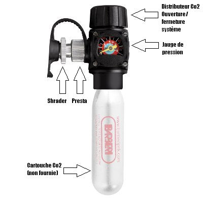 Embout gonfleur vélo cartouche CO2 avec manomètre - #2