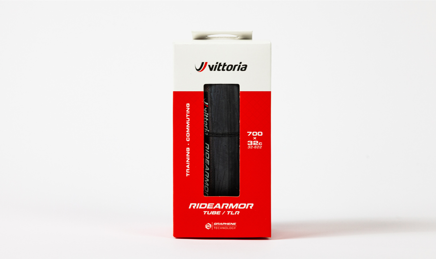 Boîte du pneu vélo route Vittoria RideArmor II Graphene 2.0 Tubeless Ready pour usage urbain et endurance.