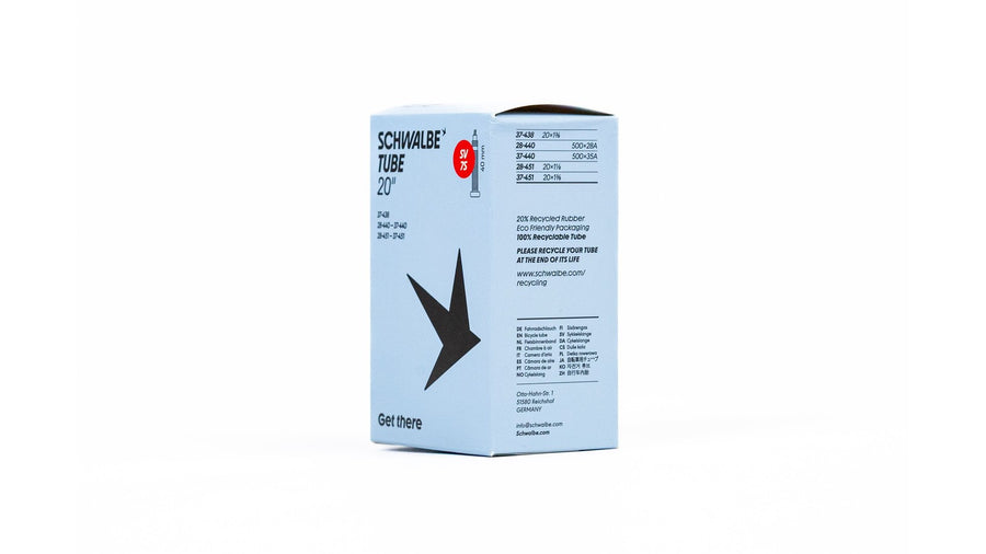 Tube vélo Schwalbe 20 pouces avec valve Presta et Schrader 40 mm pour différents types de pneus